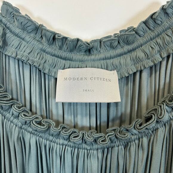 Modern Citizen Aileen Tie Shoulder Pleated Midi Dress Slate Blue Women’s Size S - Picture 5 of 13